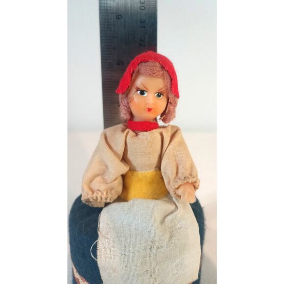 Vintage Pin Cushion Doll Maid with Tape Measure 5" Collectible Pin Cushion - Picture 5 of 8